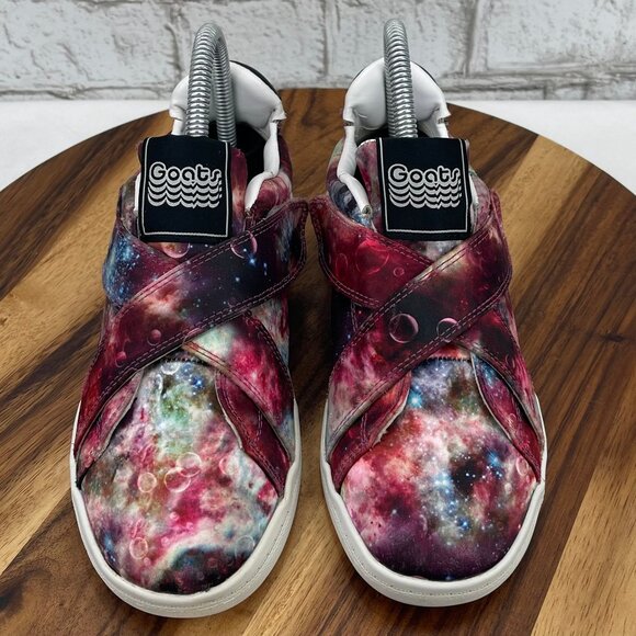 Goats Youth Kids Sz. 3 Galaxy Nebula Space Print Hook & Loop Sneakers Shoes - Picture 9 of 15